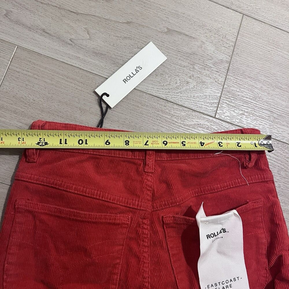 NEW Rolla's Women's East Coast Corduroy Stretch Flare Jeans Pomegranate Size 27 - Picture 3 of 12